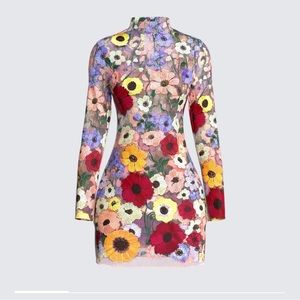 Flower detail faux-sheer mini